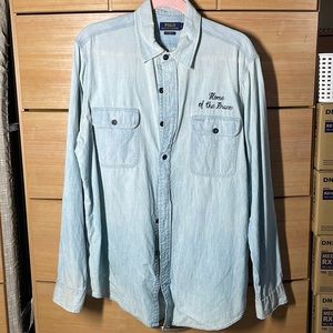 Vintage Polo Ralph Lauren Chambray Fully Embroidered Details Home Of The Brave
